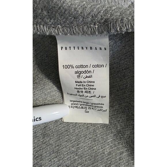 Pottery Barn Robe Adult Gray red Trimmed Cotton - Picture 5 of 6